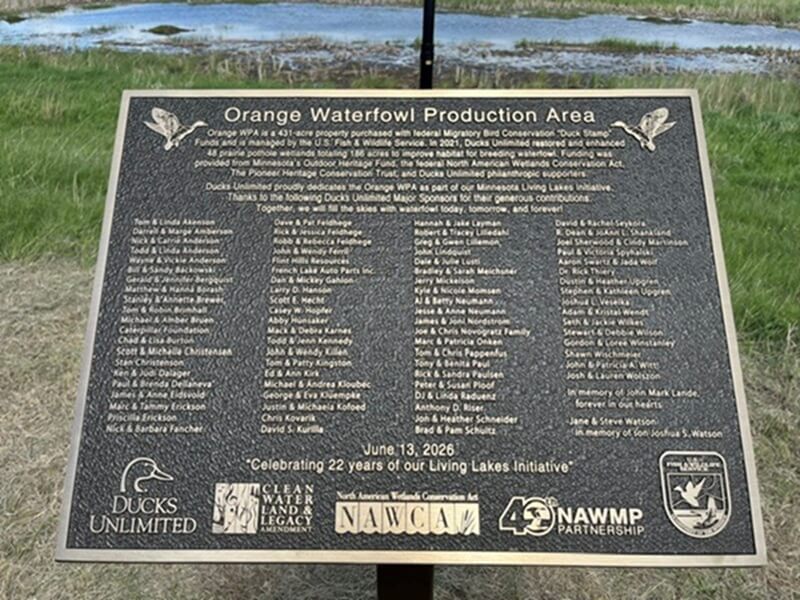 Ducks Unlimited, Partners, Dedicate Minnesota’s Orange Waterfowl Production Area Enhancement