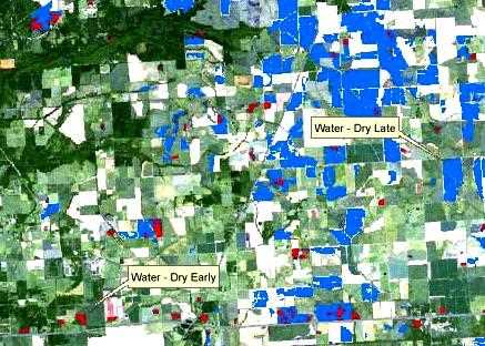 Map of where water dry early or late