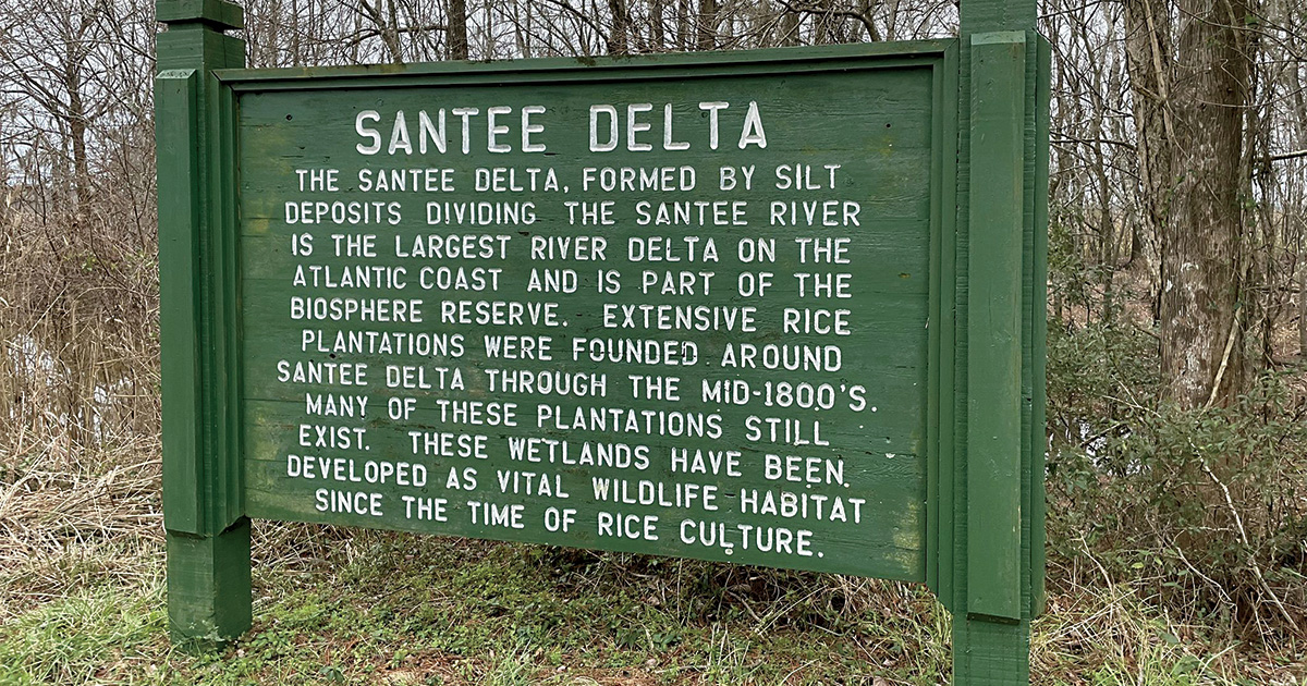 Santee Delta sign. Photo by AllTrails.com