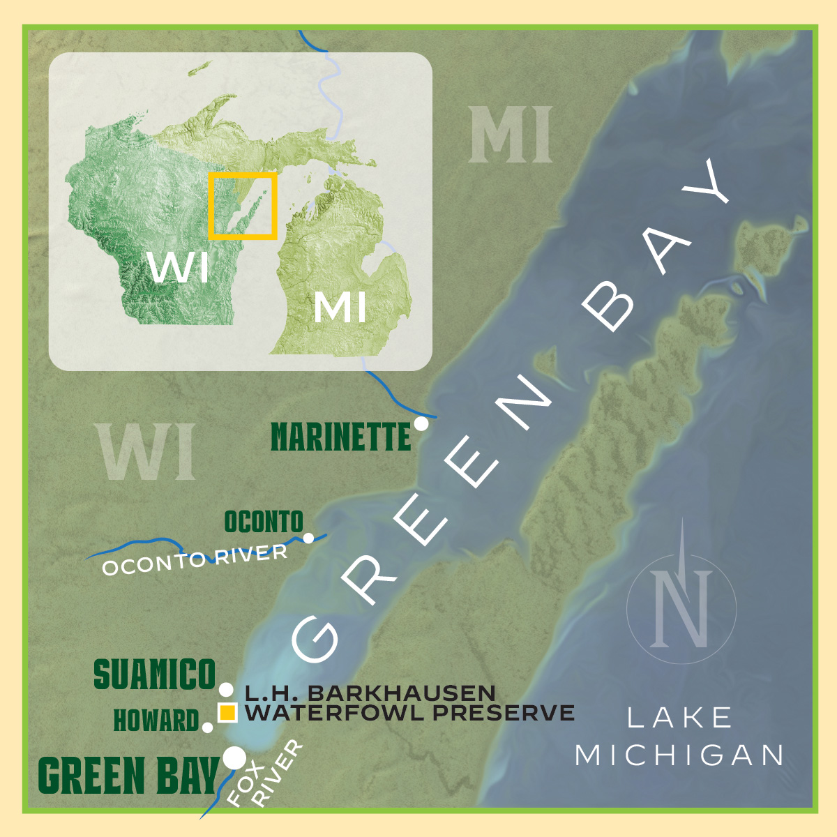 Illustration of Green Bay by Jeff Pregg.