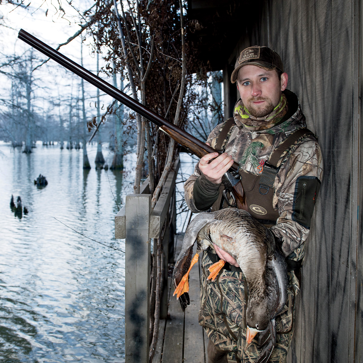 WillBrantley with Bo Whoop and harvested white-fronted goose. Photo by NathanielWelch.com