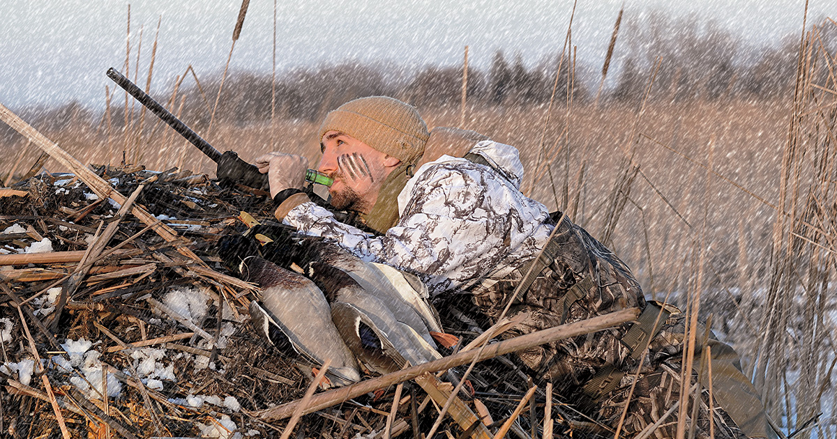 Hunter in layout blind. Photo by Jim Thompson